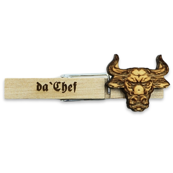 Stierkopf-Motiv und witziger Spruch – Glubbal „da Chef“ für die Wiesn.